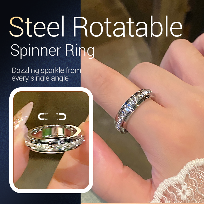 Drehbarer Spinner-Ring aus Titanstahl mit Zirkonia
