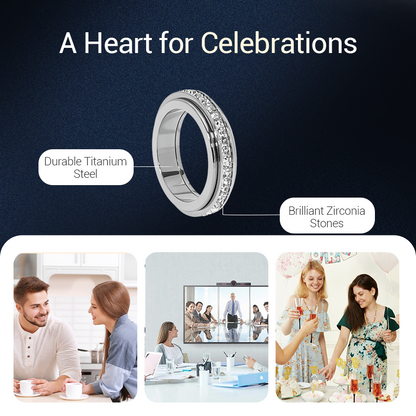 Drehbarer Spinner-Ring aus Titanstahl mit Zirkonia