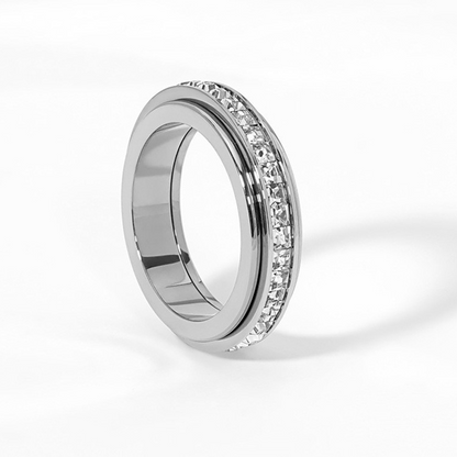 Drehbarer Spinner-Ring aus Titanstahl mit Zirkonia