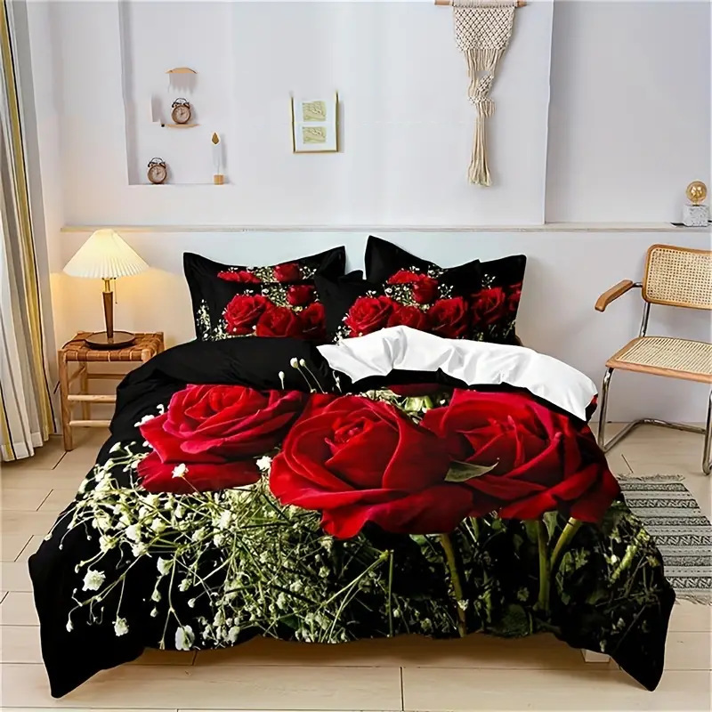 🔥Black-Friday-Mega-Angebot – 50 % Rabatt!🔥Romantisches Roter Rosen Bettwäsche-Set