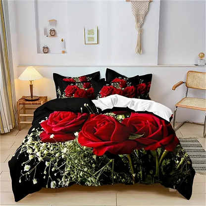 🔥Black-Friday-Mega-Angebot – 50 % Rabatt!🔥Romantisches Roter Rosen Bettwäsche-Set