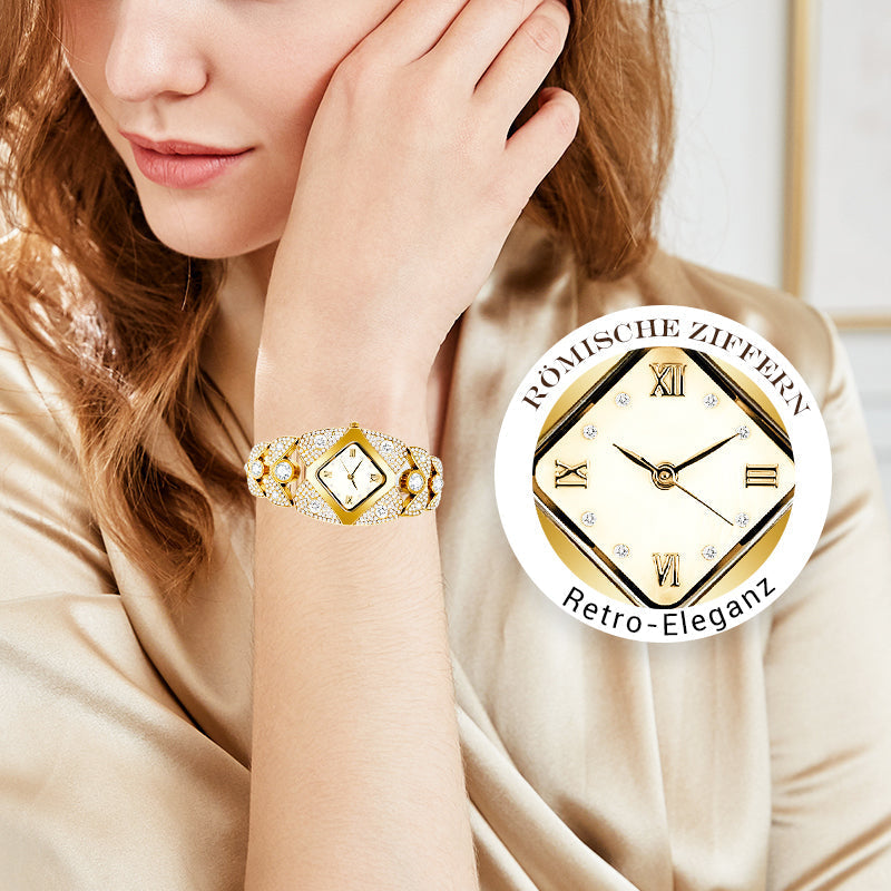⌚✨ Retro-Quarz-Armbanduhr mit funkelnden Strasssteinen – Elegant, glamourös & perfekt für festliche Anlässe ✨