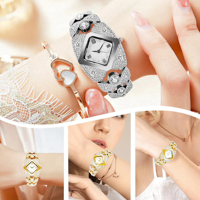 ⌚✨ Retro-Quarz-Armbanduhr mit funkelnden Strasssteinen – Elegant, glamourös & perfekt für festliche Anlässe ✨