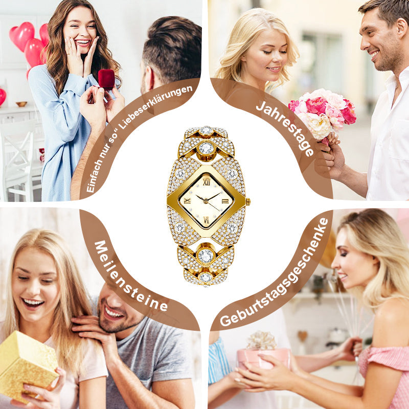 ⌚✨ Retro-Quarz-Armbanduhr mit funkelnden Strasssteinen – Elegant, glamourös & perfekt für festliche Anlässe ✨