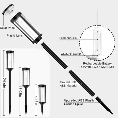 💎 50% RABATT! 💎 Solar-Gartenleuchte mit Filament-Optik – Wasserdicht (IP65), bis zu 14 Std. Licht & Retro-Design für Wege, Rasen & Hof 🌞💡