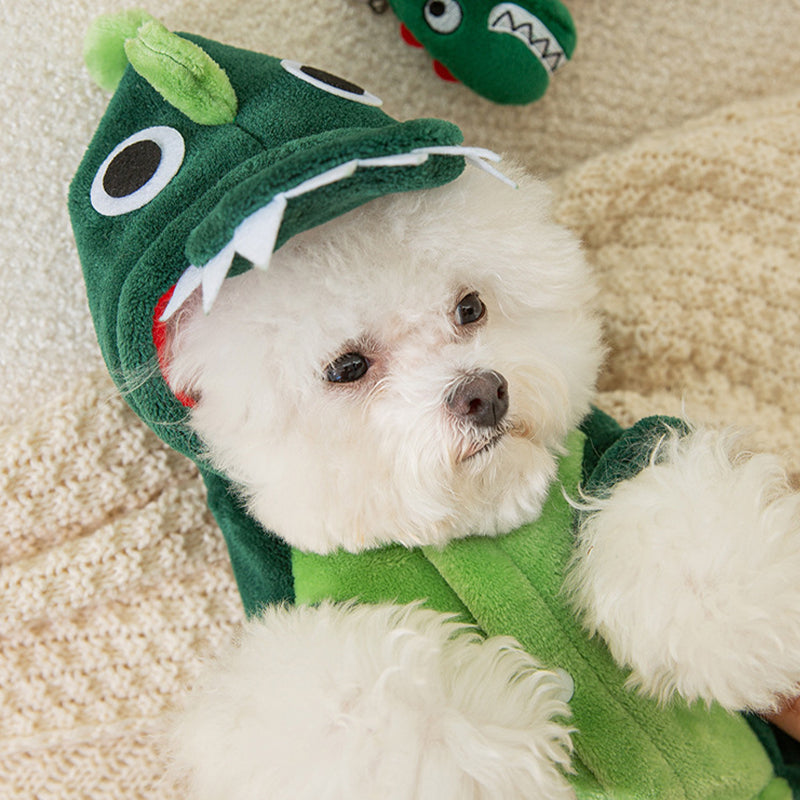 Warm Plush Pet Dinosaur Hoodie Jumpsuit