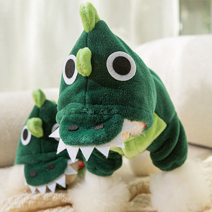 Warm Plush Pet Dinosaur Hoodie Jumpsuit