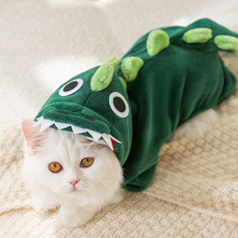Warm Plush Pet Dinosaur Hoodie Jumpsuit