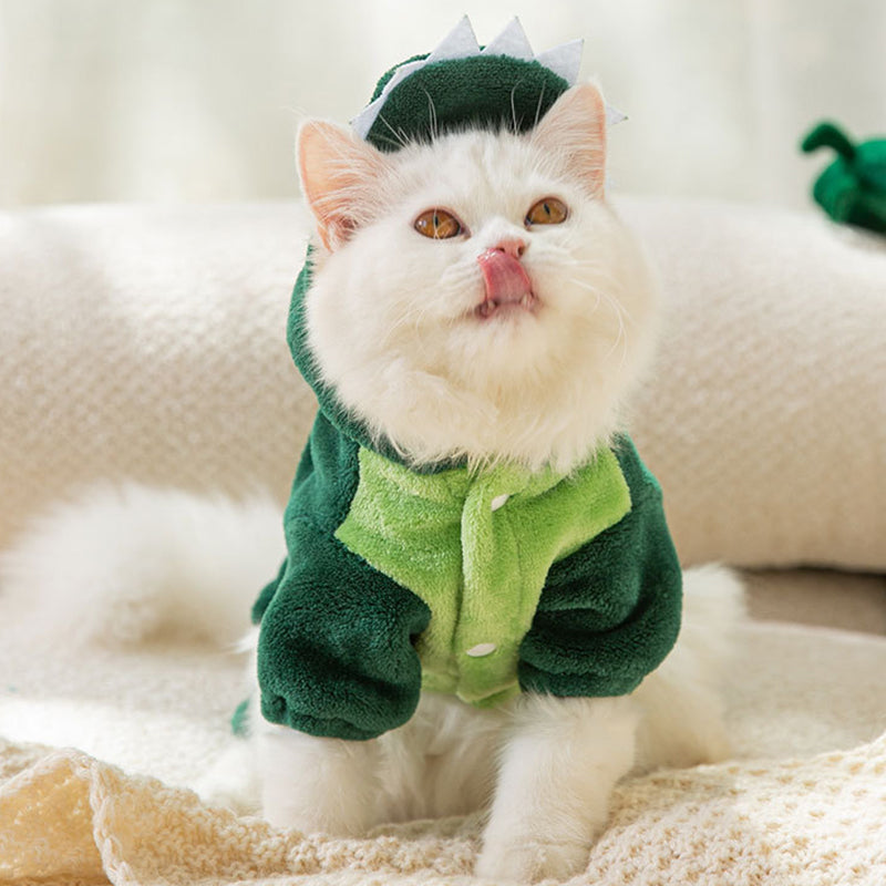 Warm Plush Pet Dinosaur Hoodie Jumpsuit