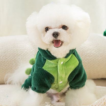 Warm Plush Pet Dinosaur Hoodie Jumpsuit