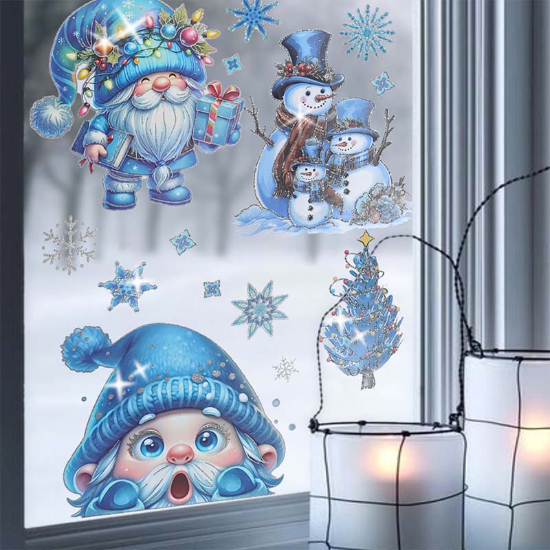 🎅💖Weihnachtliche Glitzer-Fensteraufkleber 9-teilig