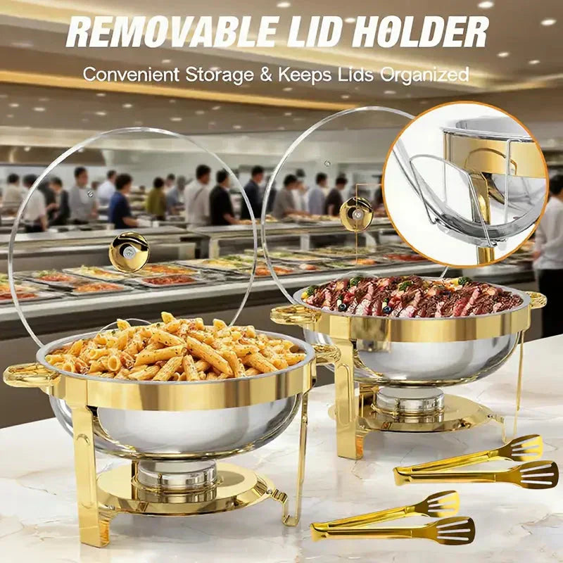 🍲 60% RABATT! ✨ Buffet-Set mit Warmhaltefunktion aus Edelstahl – Gleichmäßige Hitzeverteilung, Langlebig & Perfekt Für Feste & Partys 🎉