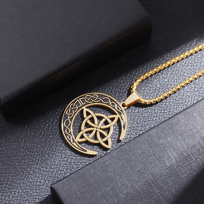 🌙 JETZT 60 % RABATT! ⭐ Keltische Mondanhänger-Halskette – Edelstahl & verstellbare Kette, perfektes Unisex-Geschenk ✨