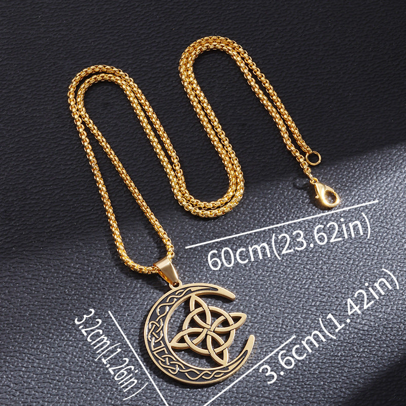 🌙 JETZT 60 % RABATT! ⭐ Keltische Mondanhänger-Halskette – Edelstahl & verstellbare Kette, perfektes Unisex-Geschenk ✨