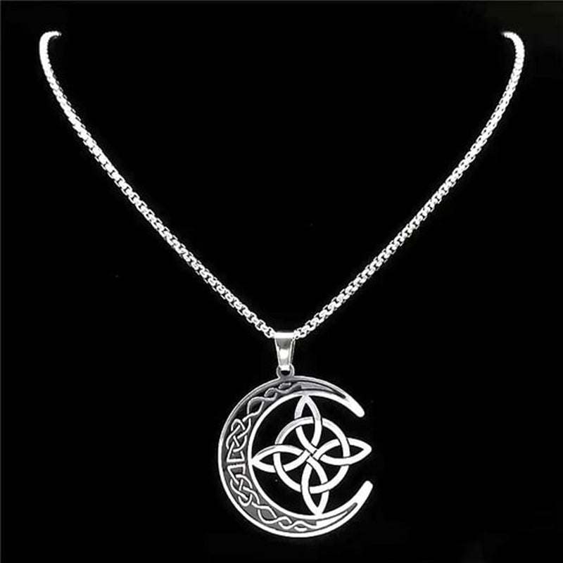 🌙 JETZT 60 % RABATT! ⭐ Keltische Mondanhänger-Halskette – Edelstahl & verstellbare Kette, perfektes Unisex-Geschenk ✨