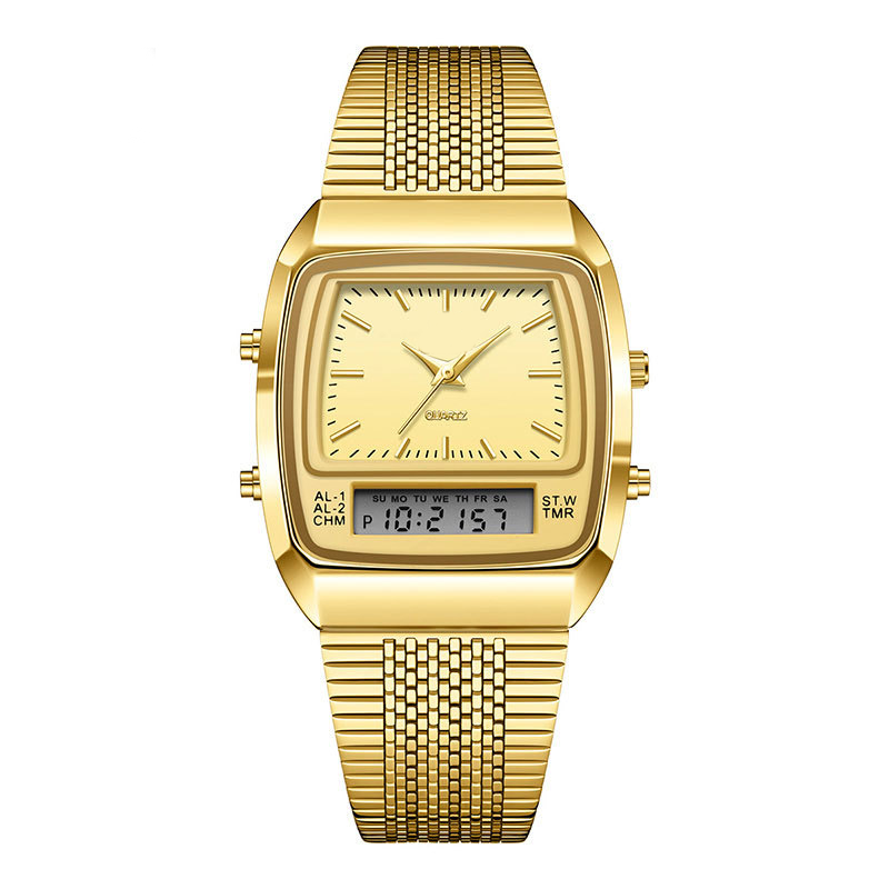 ⌚💧 Herren Multifunktionsuhr mit Dual-Display – Quarz & Digital, Edelstahlarmband & Wasserdicht ✨