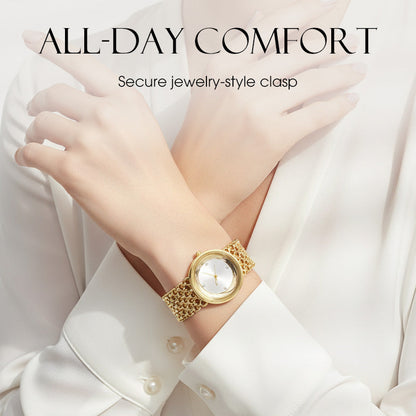 ⌚👑 Luxuriöse runde Armbanduhr Modische Damenarmbanduhr