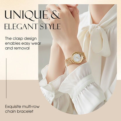 ⌚👑 Luxuriöse runde Armbanduhr Modische Damenarmbanduhr