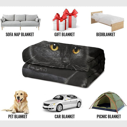 🐱💖Verstärkte Ultra-Warme Bettdecke mit Schwarz Katze Motiv für die Bettkante