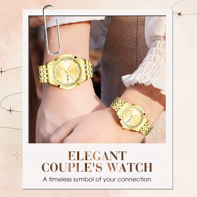 💑⌚Elegant Luminous Quartz Paaruhren