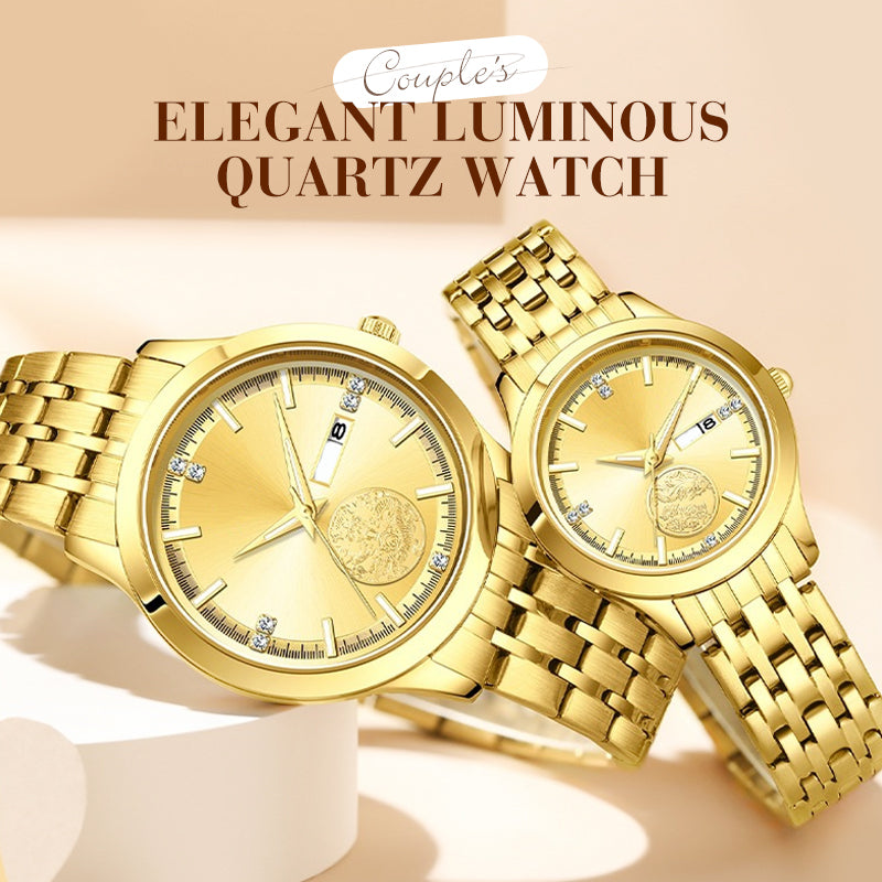 💑⌚Elegant Luminous Quartz Paaruhren