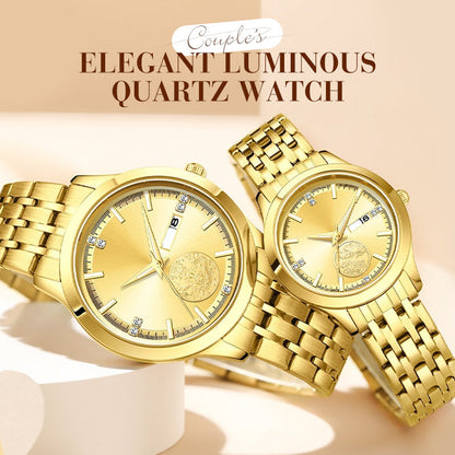 💑⌚Elegant Luminous Quartz Paaruhren