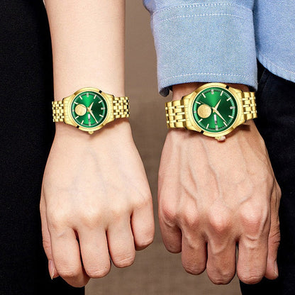 💑⌚Elegant Luminous Quartz Paaruhren