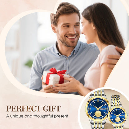 💑⌚Elegant Luminous Quartz Paaruhren