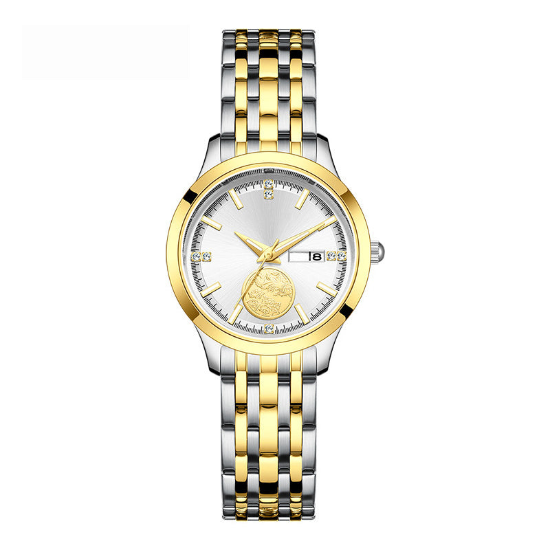 💑⌚Elegant Luminous Quartz Paaruhren