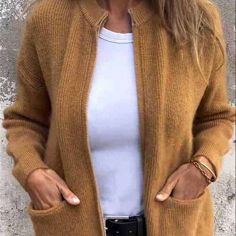 🧶 Damen-Strickjacke mit Reißverschluss – Gemütliche Passform