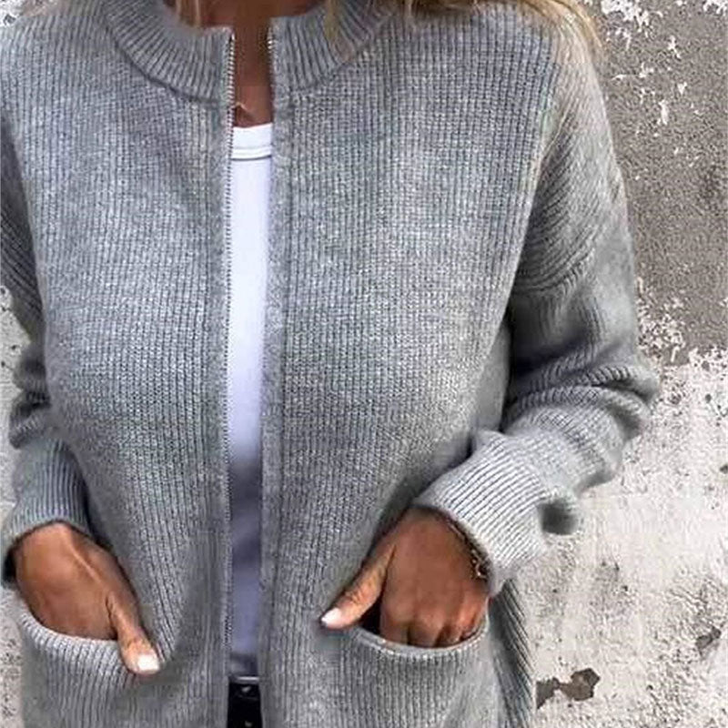 🧶 Damen-Strickjacke mit Reißverschluss – Gemütliche Passform