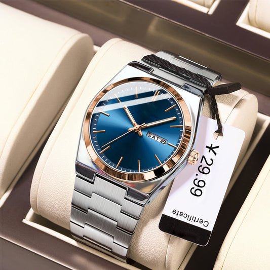 Herren-Freizeit-Business-Uhr mit rundem Zifferblatt und Analog-Quarzwerk