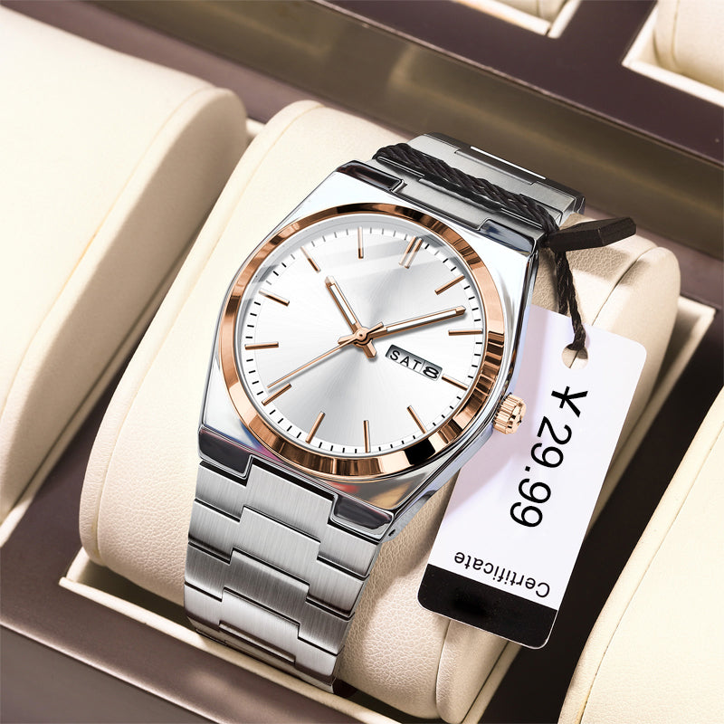 Herren-Freizeit-Business-Uhr mit rundem Zifferblatt und Analog-Quarzwerk