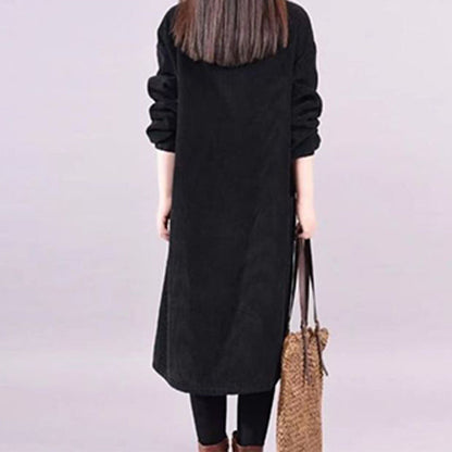 👑【Damen-Cord-Hochkragen-Maxikleid】