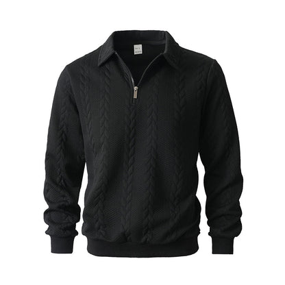🔥Neuheiten-Angebot – Lässiger Herrenpullover mit halbem Reißverschluss und Zopfmuster