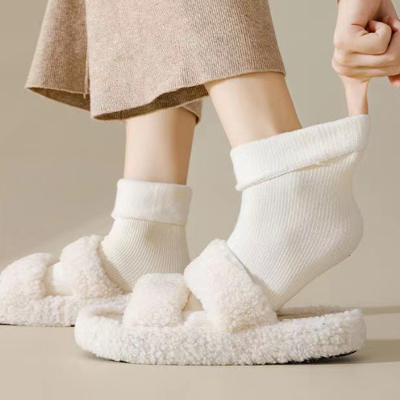 Dicke, warme Socken in Einfarbe bis zur Wade für Frauen