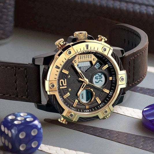 Multifunktionale Doppelanzeige 3ATM-Wasserfeste Herren-Quarz-Sportuhr – Steigere deinen Stil und deine Leistung!