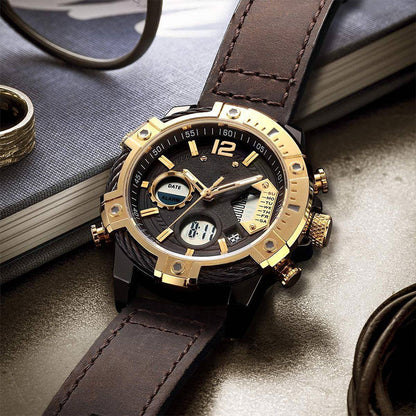 Multifunktionale Doppelanzeige 3ATM-Wasserfeste Herren-Quarz-Sportuhr – Steigere deinen Stil und deine Leistung!