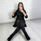 ⌛50 % auf alles! ⏰💖 Elegantes Langarmkleid mit Plissee-Einsätzen – feminint, flatternd & perfekt für jede Feier!💃