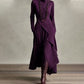 🧣Damen elegantes Maxikleid mit hohem Kragen und asymmetrischer Drapierung