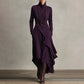 🧣Damen elegantes Maxikleid mit hohem Kragen und asymmetrischer Drapierung