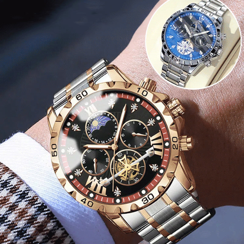 ⏳ Herrenleuchtendes wasserdichtes Schwungrad-Quarzuhr