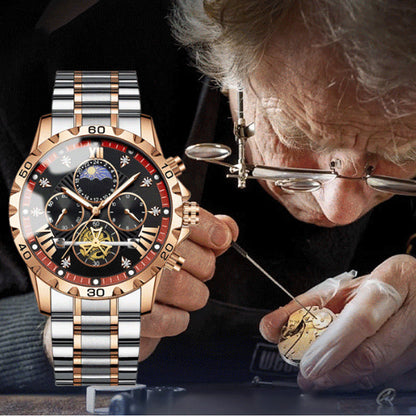 ⏳ Herrenleuchtendes wasserdichtes Schwungrad-Quarzuhr