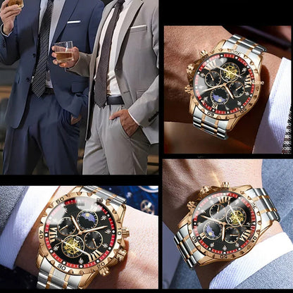 ⏳ Herrenleuchtendes wasserdichtes Schwungrad-Quarzuhr