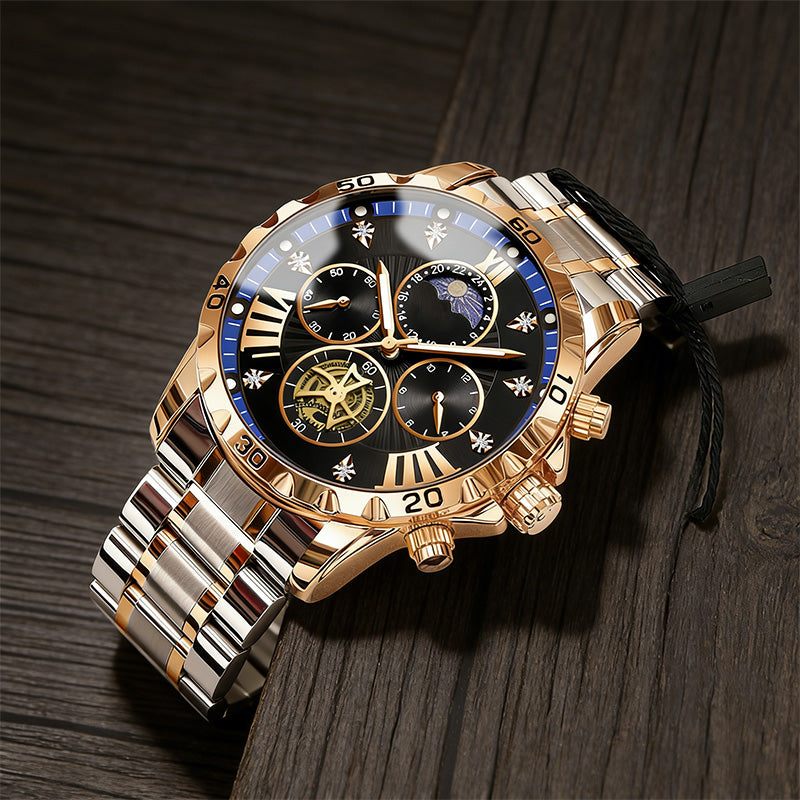 ⏳ Herrenleuchtendes wasserdichtes Schwungrad-Quarzuhr