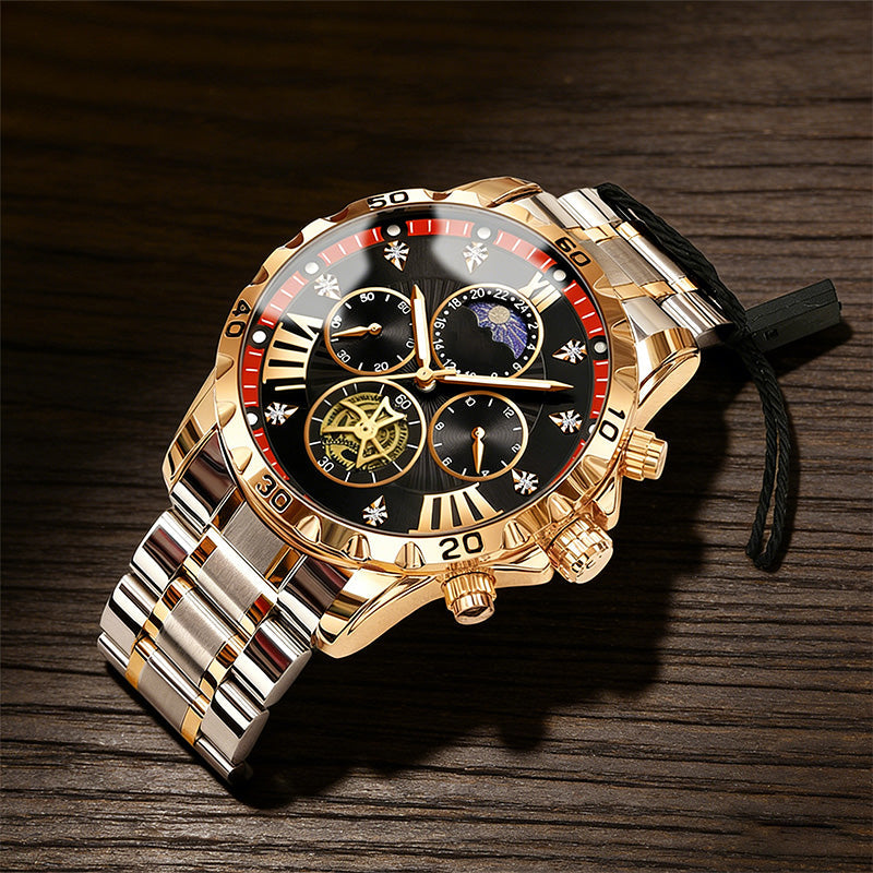 ⏳ Herrenleuchtendes wasserdichtes Schwungrad-Quarzuhr