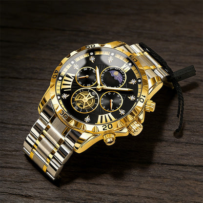 ⏳ Herrenleuchtendes wasserdichtes Schwungrad-Quarzuhr