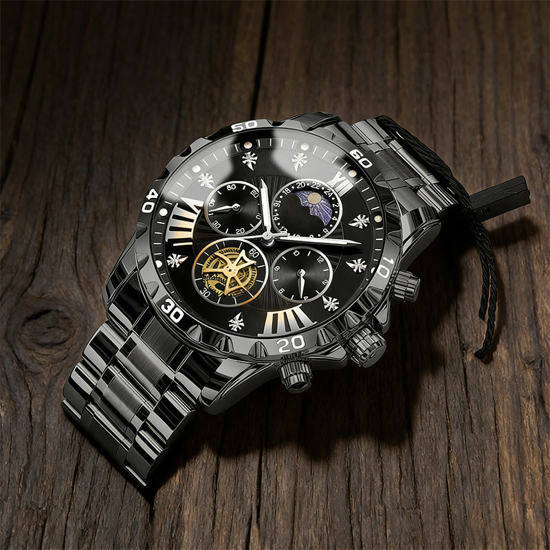 ⏳ Herrenleuchtendes wasserdichtes Schwungrad-Quarzuhr