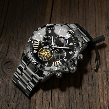 ⏳ Herrenleuchtendes wasserdichtes Schwungrad-Quarzuhr