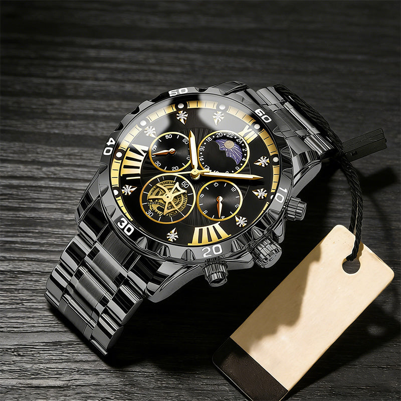 ⏳ Herrenleuchtendes wasserdichtes Schwungrad-Quarzuhr